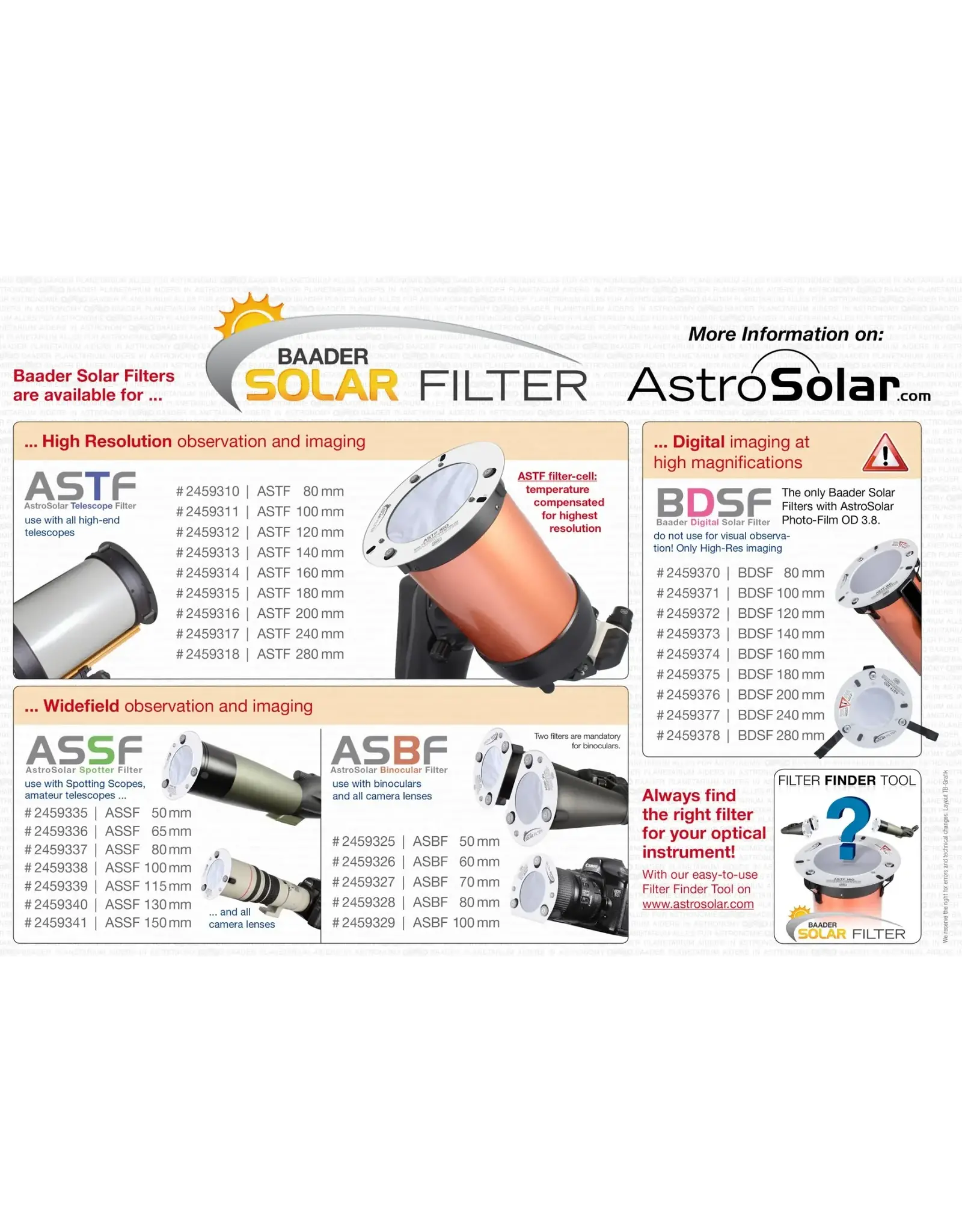 Baader Planetarium ASTF: AstroSolar Telescope Filter OD 5.0 (80mm- 280mm)