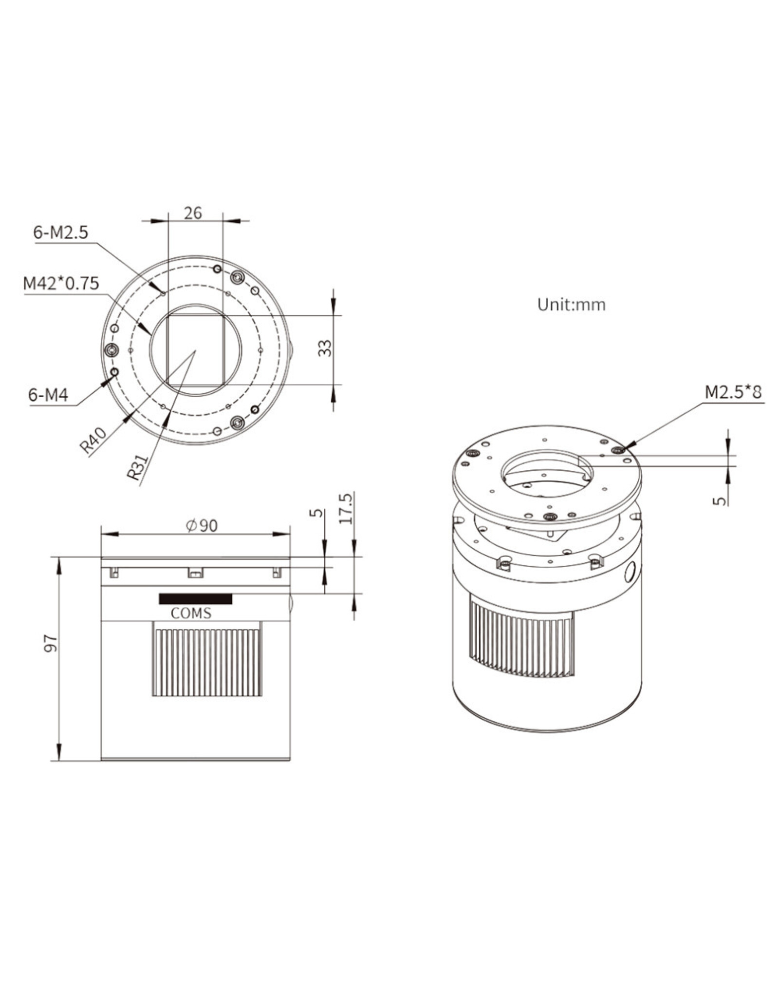 ZWO ZWO ASI2600MM Pro USB3.0 Cooled Monochrome Camera (2025)