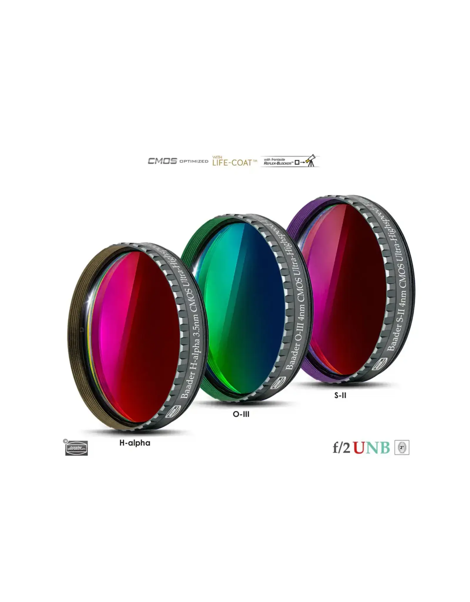 Baader Planetarium Baader 3.5 / 4nm f/2 Ultra-Highspeed Filters- CMOS-optimized (H-alpha / O-III / S-II)