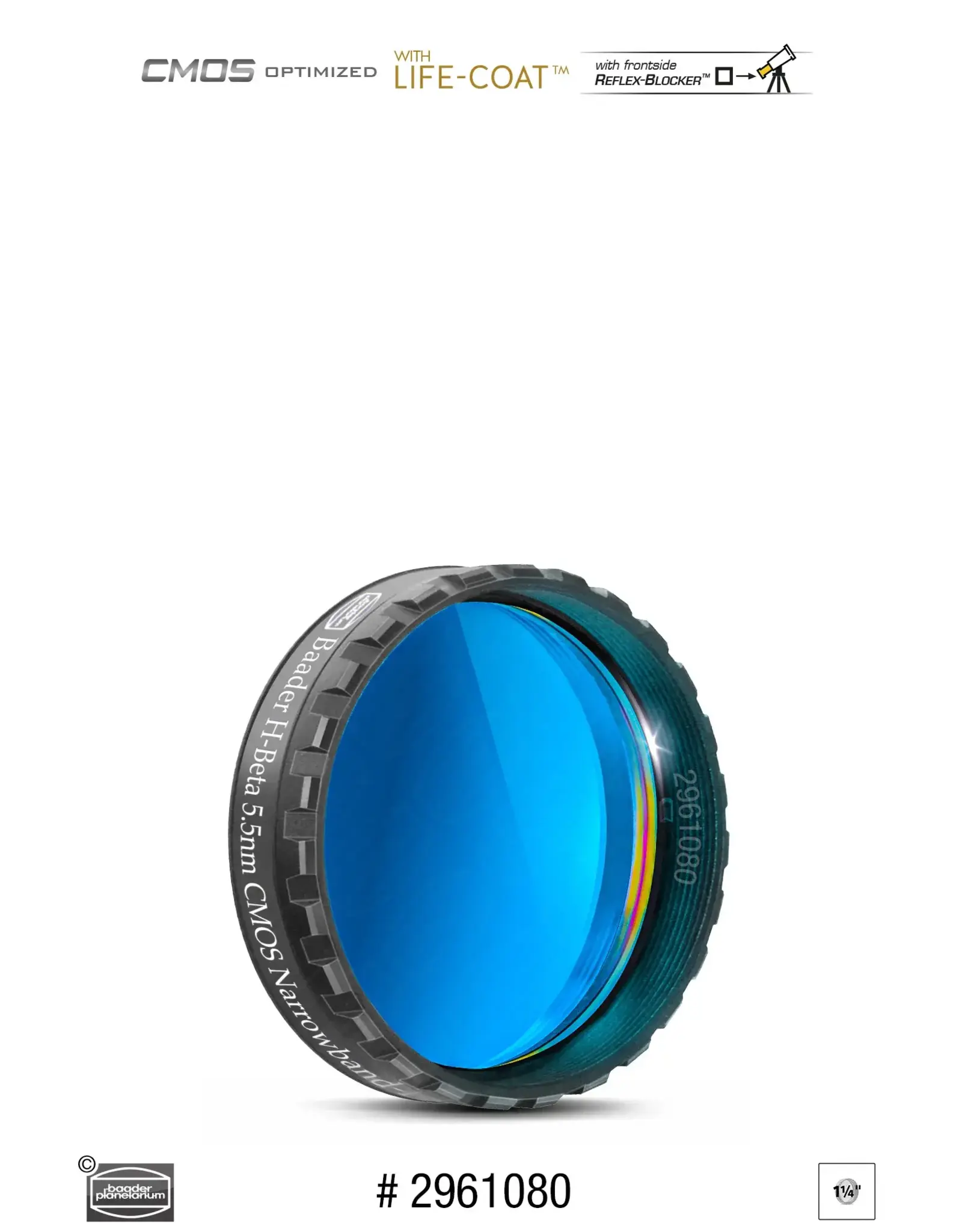 Baader Planetarium Baader H-beta Narrowband-Filter (5.5nm)- CMOS-optimized