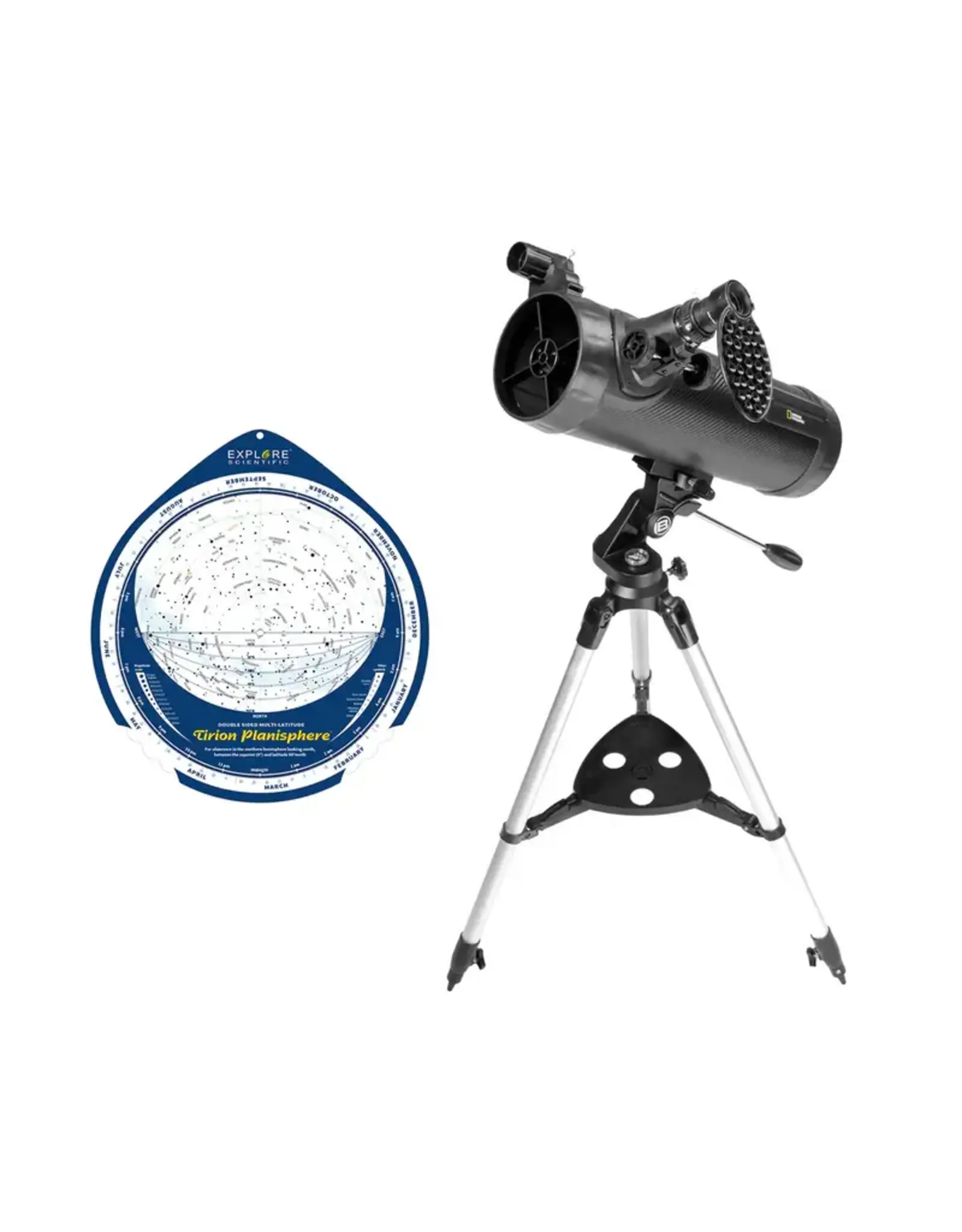 National Geographic National Geographic NT114CF 114mm Carbon Fiber Wrap Reflector Telescope BUNDLE WITH PLANISPHERE