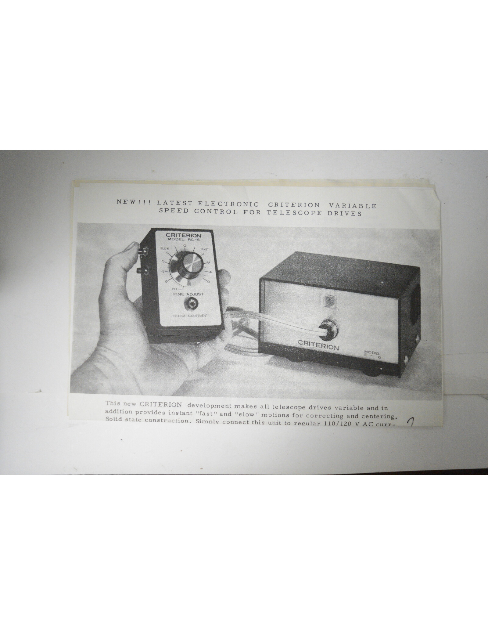 Criterion Criterion Variable Speed Control for Telescope Drives (Pre-owned) Tested!