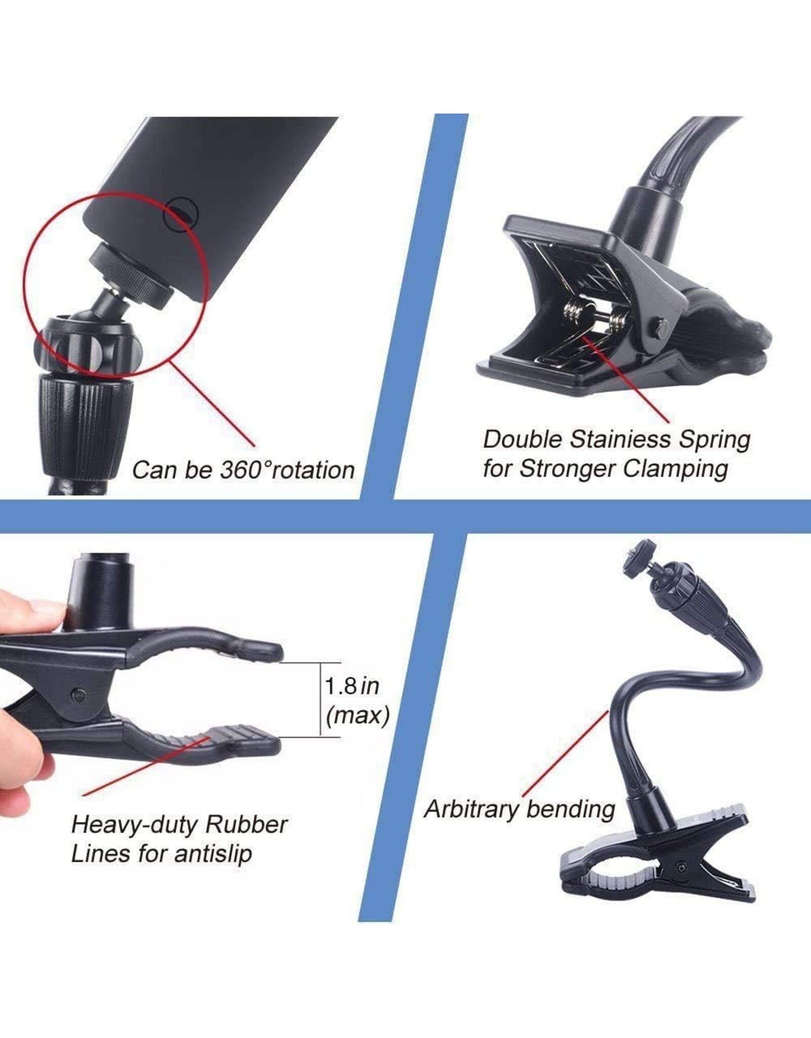 Smatree Flexible Jaws Flex Clamp Mount Gooseneck Extension  (OPEN BOX)