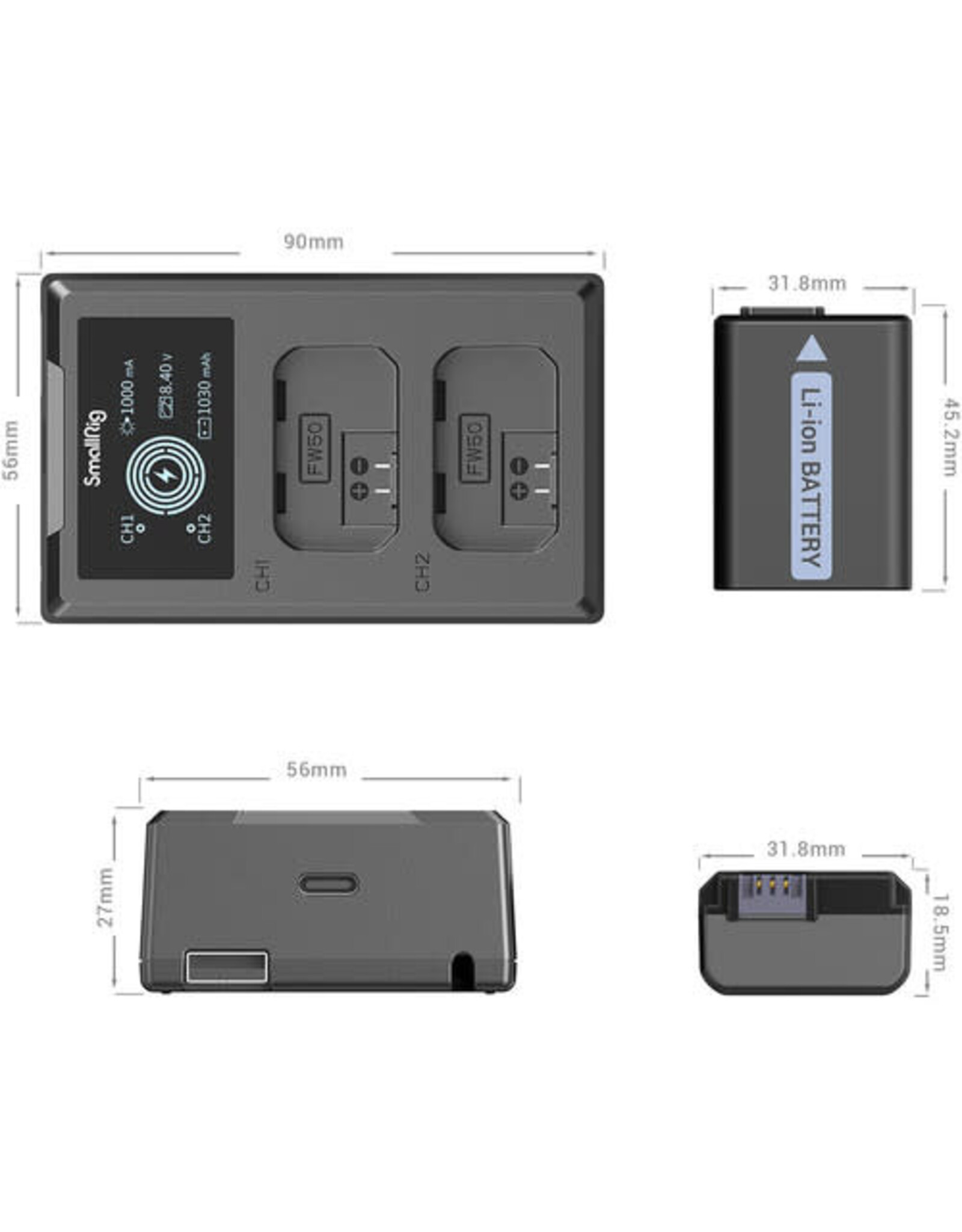 SmallRig SmallRig NP-FW50 Kit with 2 Batteries and 2-Bay USB Charger