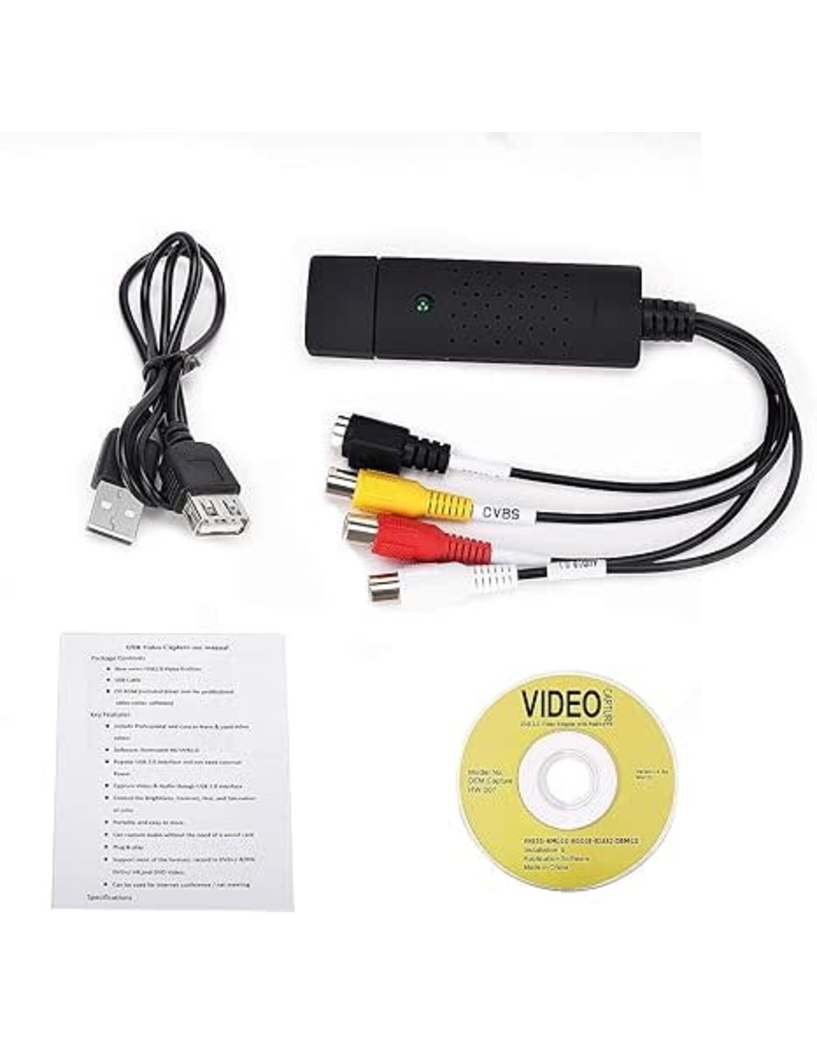 TCRAYCH USB Audio Video Converter, VHS to Digital Converter, Video Capture Card Digitize from Analog Video VCR VHS DVD, for Windows 7 8 10