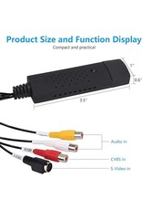 TCRAYCH USB Audio Video Converter, VHS to Digital Converter, Video Capture Card Digitize from Analog Video VCR VHS DVD, for Windows 7 8 10