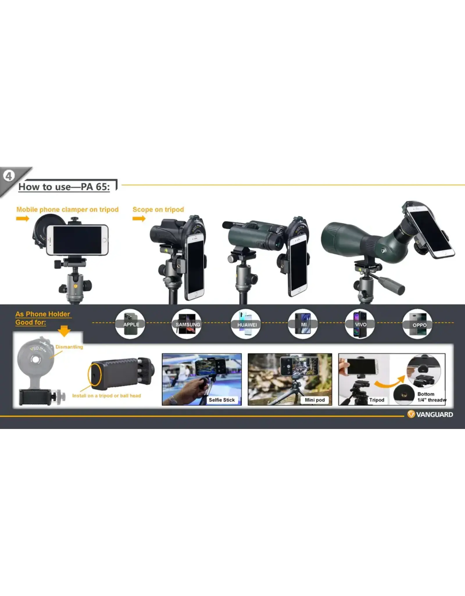 Vanguard Vanguard VEO PA-65 Digiscope Adaptor with Bluetooth Remote