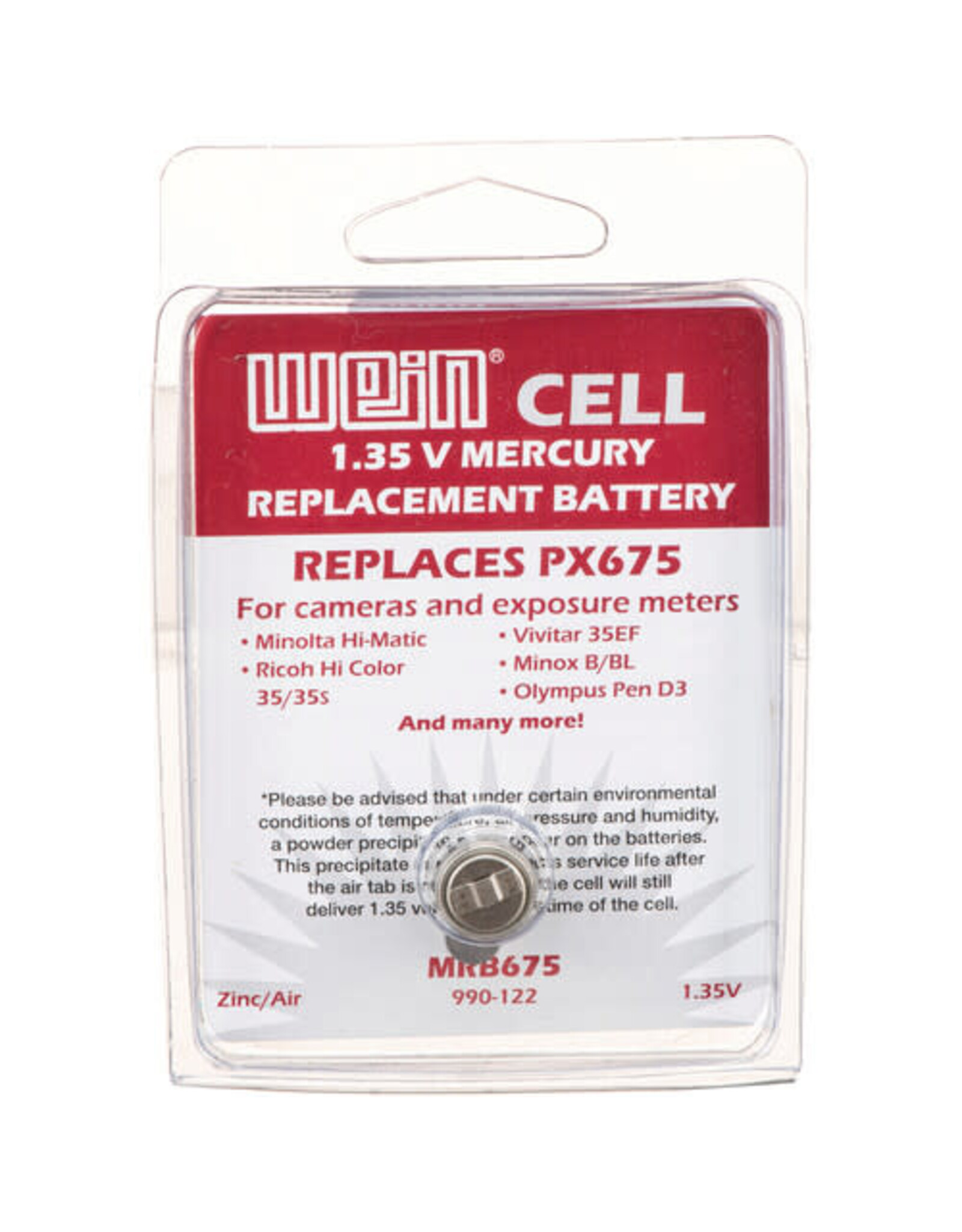 Wein MRB675 1.35V Zinc-Air Battery (PX675)