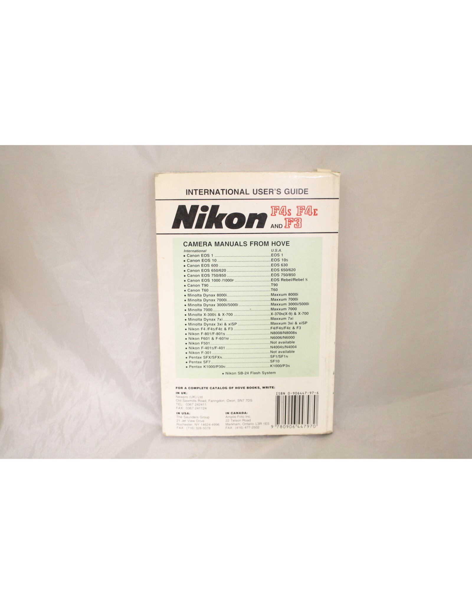 Nikon Nikon F3 and F4 Complete Manual (Pre-Owned)
