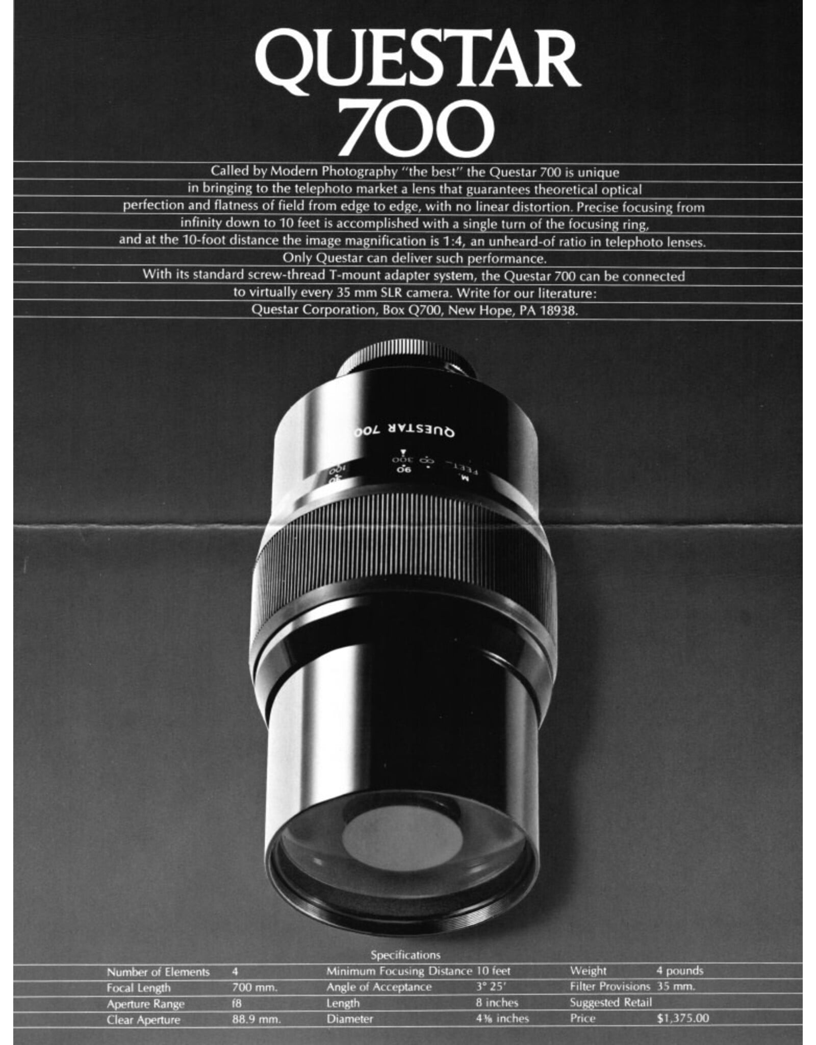 Questar Questar 700 f/8 telephoto mirror (Pre-owned)