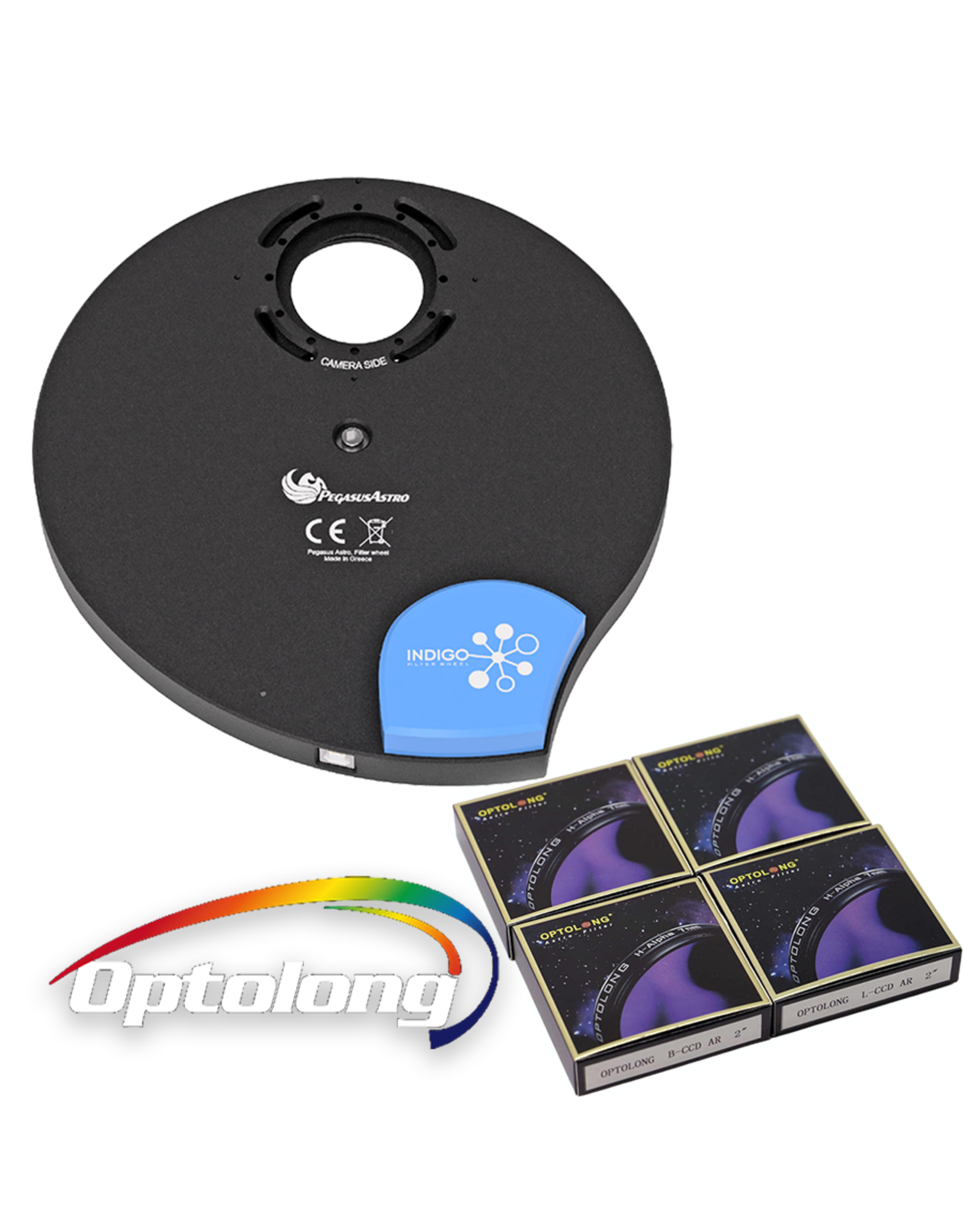 Pegasus Astro Pegasus Astro Indigo Filter Wheel (7x2") + Optolong LRGB Filter Set (2") Bundle