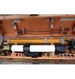 Carl Zeiss Vintage Carl Zeiss Jena Telementor (?) 63mm Refractor Telescope Serial No. 6670 with Original Alt-Az Slow Motion  Mount and Tripod in Wooden Case