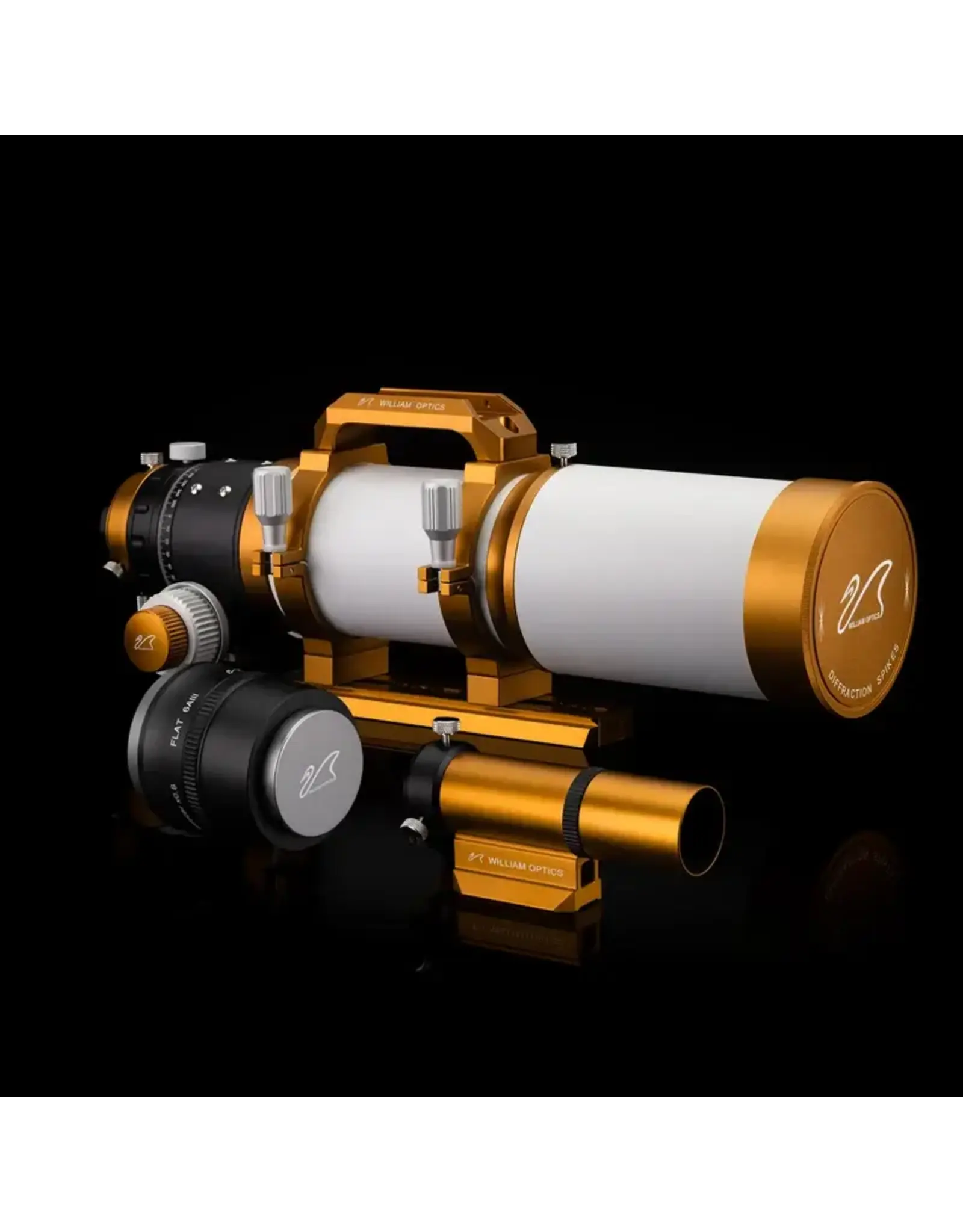 William Optics Gran Turismo 81 , f/5.9 OTA. FPL53 three-element APO, 2.5”  R&P Focuser in Gold with FLAT6AIII and 32mm Scope.