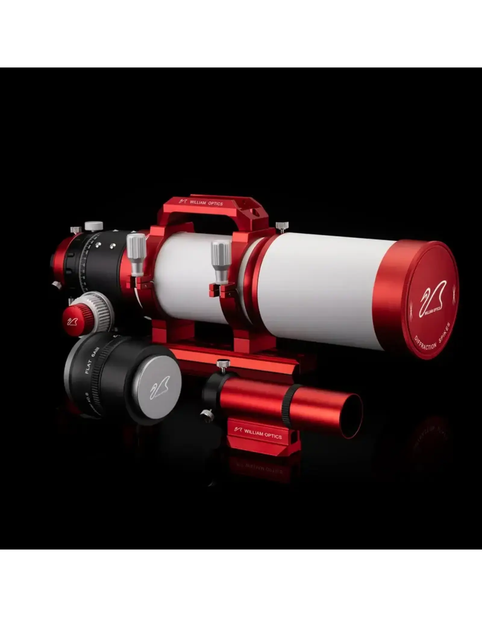 William Optics Gran Turismo 81 , f/5.9 OTA. FPL53 three-element APO, 2.5”  R&P Focuser in Red with FLAT6AIII and 32mm Scope.