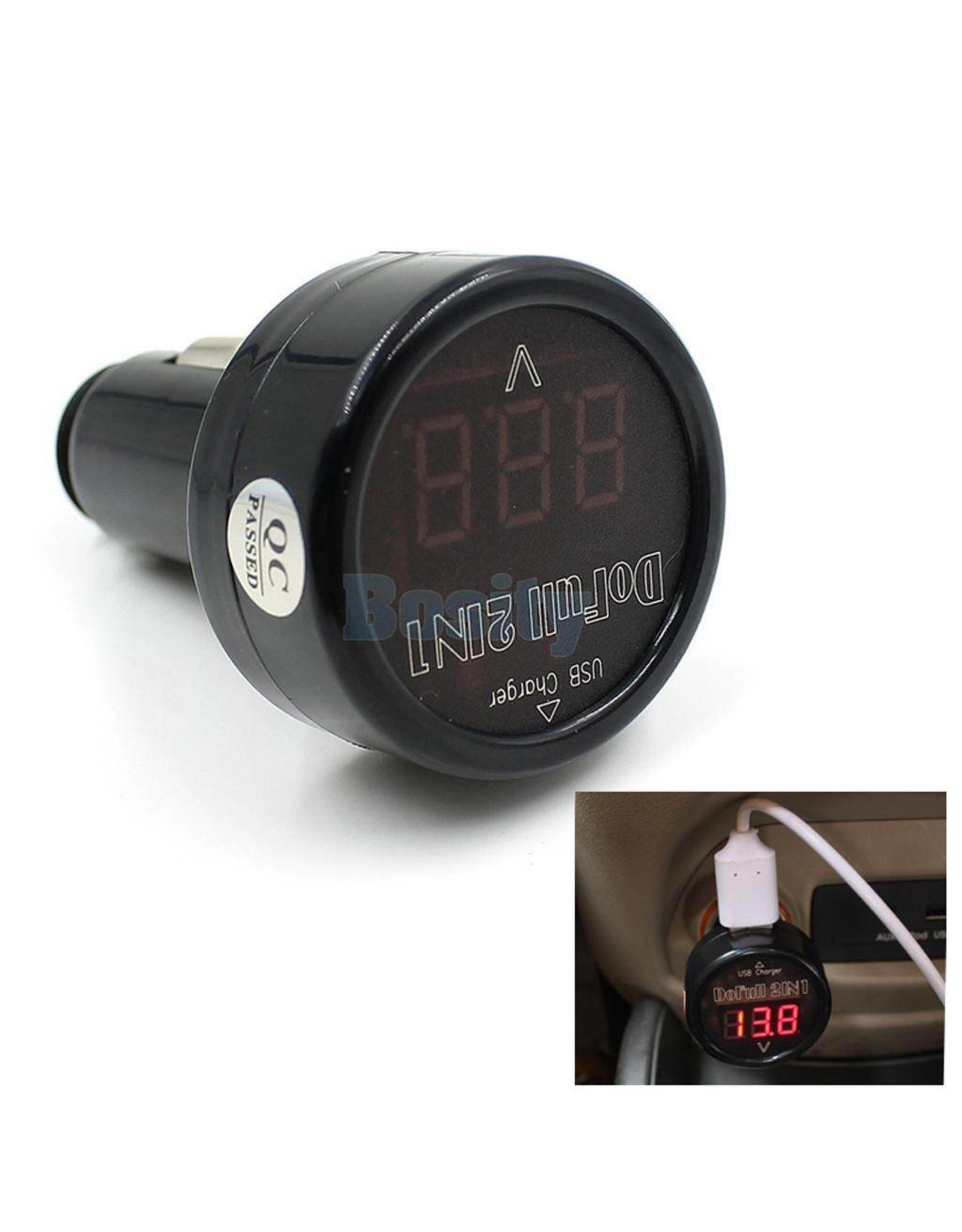 Arcturus Products Voltmeter for 12v Car Cigarette Lighter outlet with USB Power Socket Charger with Red LED