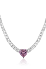 LimLim Tennis Necklace Classic Pink Heart