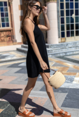 Emerson Fry High Neck Short Dress - Black Linen