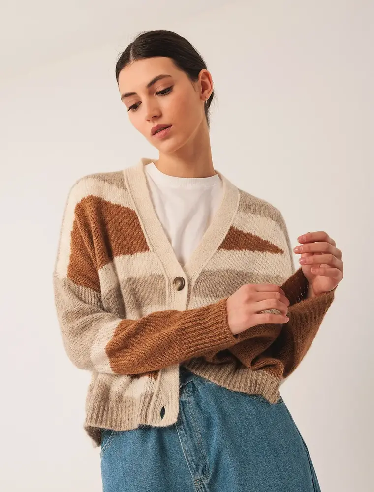 Indi & Cold Intarsia Alpaca Cardigan