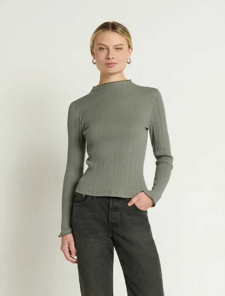 Nation Los Angeles Brenna Mock Neck Top