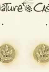 Nature Cast Metalworks Nature Cast Earring Post Gold Tone  Round with Branch