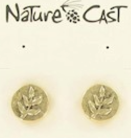 Nature Cast Metalworks Nature Cast Earring Post Gold Tone  Round with Branch