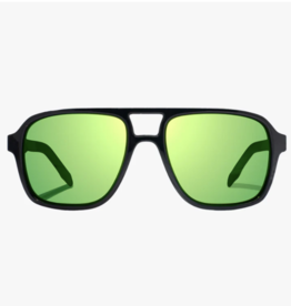 Bajio Bajio 12 South Sunglasses Black Gloss-Green Mirror Glass