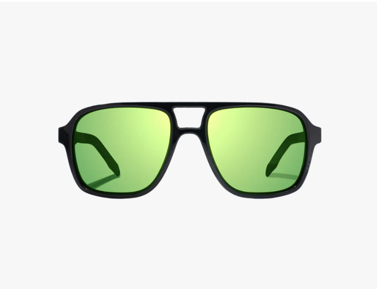 Bajio Bajio 12 South Sunglasses Black Gloss-Green Mirror Glass