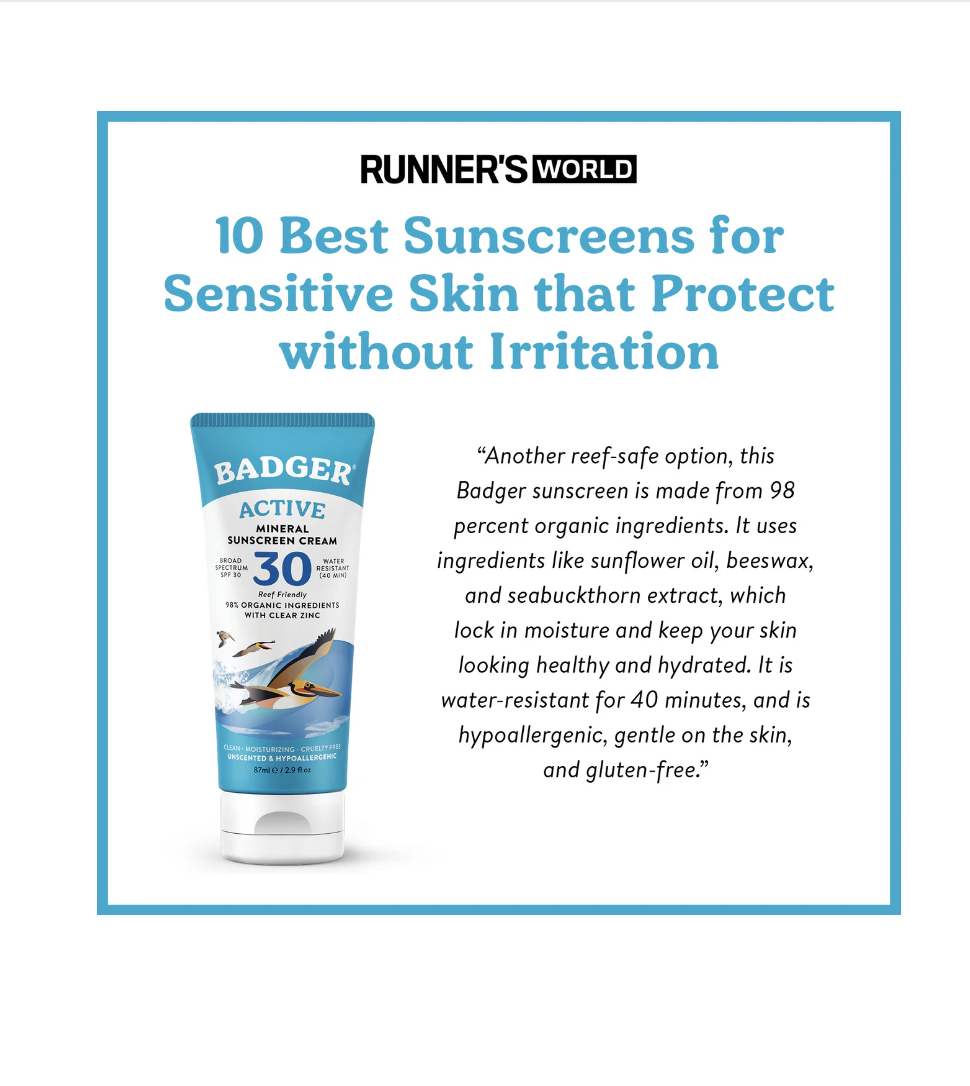 Badger Badger SPF 30 Active Mineral Sunscreen Cream 2.9oz