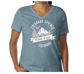 Anglers Covey Pikes Peak Bella + Canvas Womens V-Neck Tee