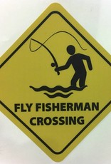 Anglers Covey Fly Fisherman Crossing Sticker 3.5" x 5"