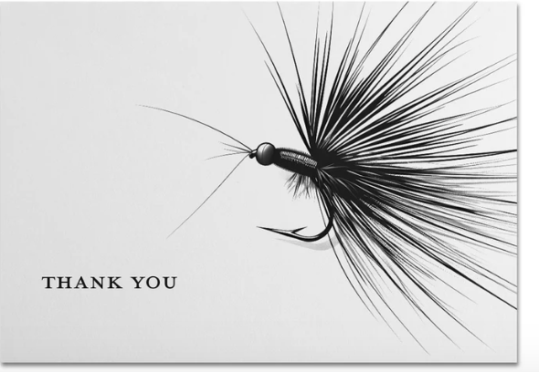 Anglers Covey Greeting Card Thank You B/W