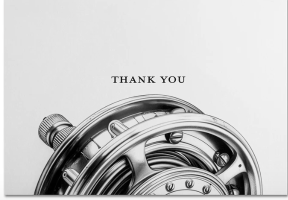 Anglers Covey Greeting Card Thank You B/W