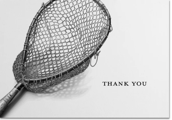 Anglers Covey Greeting Card Thank You B/W