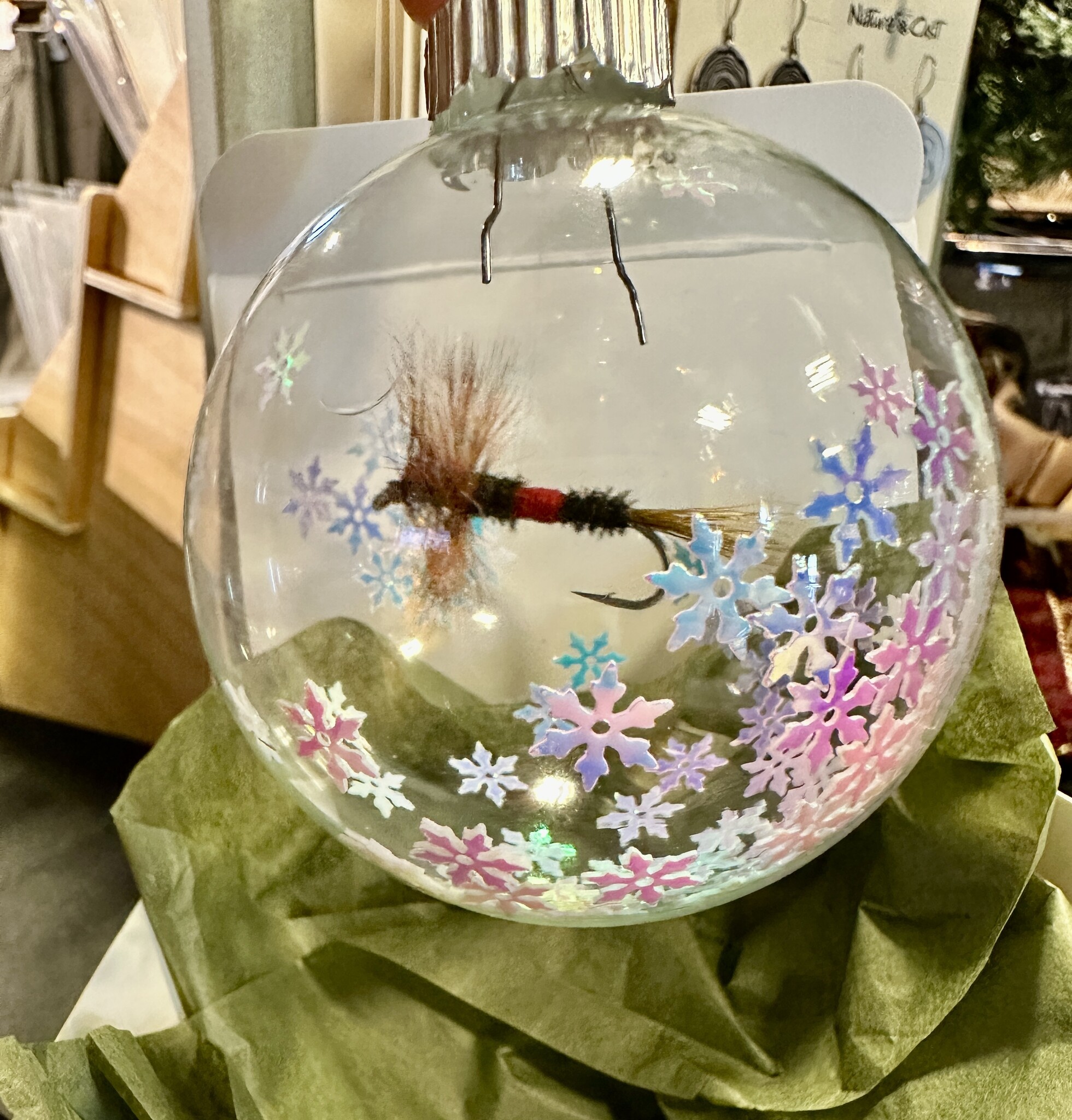 Anglers Covey Christmas Fly Ornament by Hans Mylant