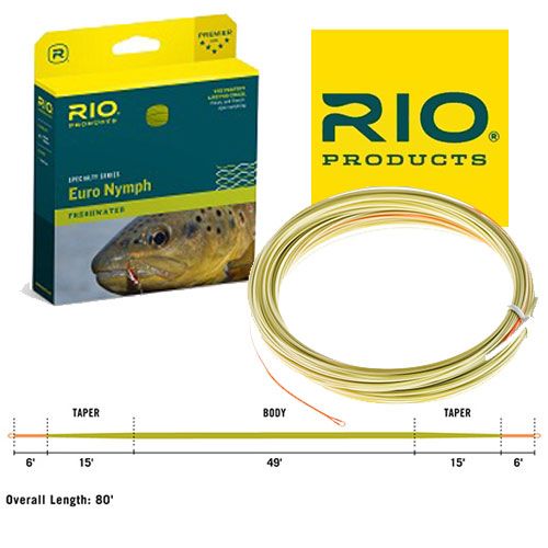 RIO Rio Premier FIPS Euro Nymph Fly Line - Orange/Sage/Olive 2-5WT
