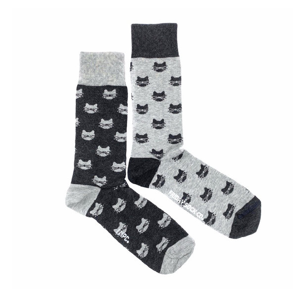 Friday Sock Co. Women's Inverted Grey Cat  W 5 - 10 (M - 4 - 8)