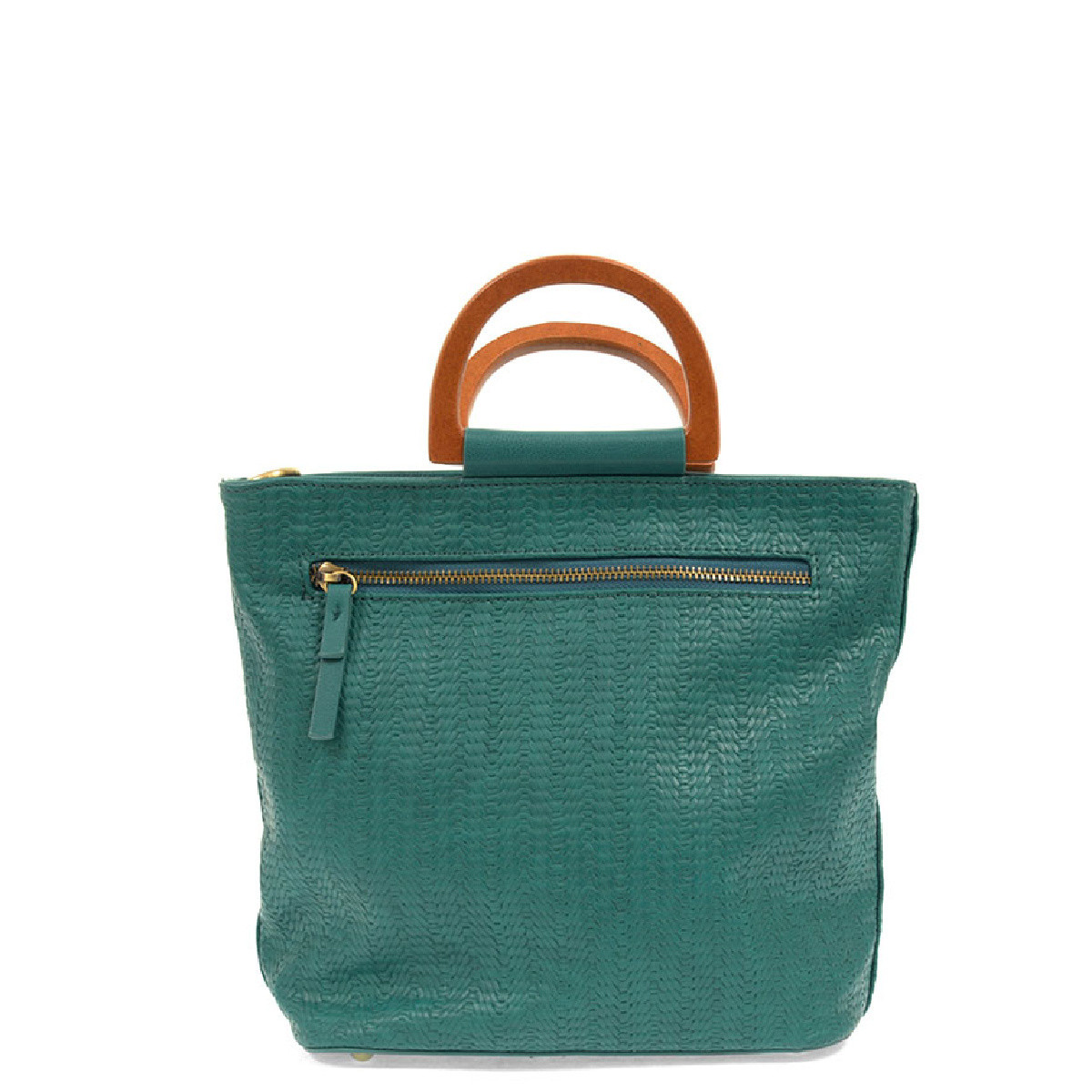 Joy Susan Lily Woven Wood Handle Tote Turquoise