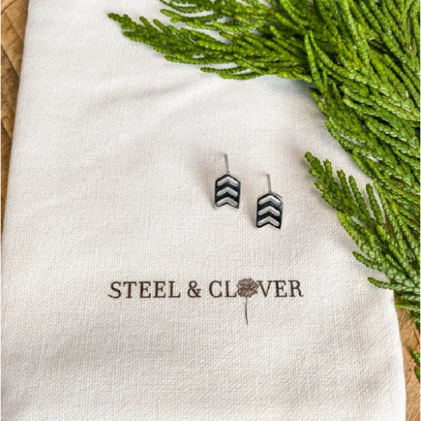 Steel & Clover Arrow Stud Earrings Silver