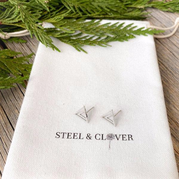 Steel & Clover Pinnacle Stud Earrings Silver