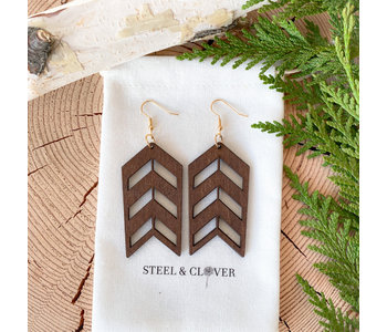 Steel & Clover Arrow Wooden Earrings Brown