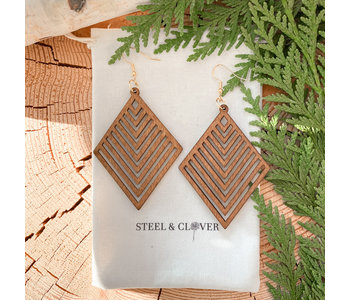 Steel & Clover Cobi Geometric Wooden Earrings Brown