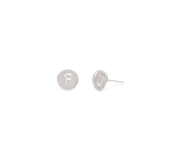 Laughing Sparrow Silver F & U Disc Studs