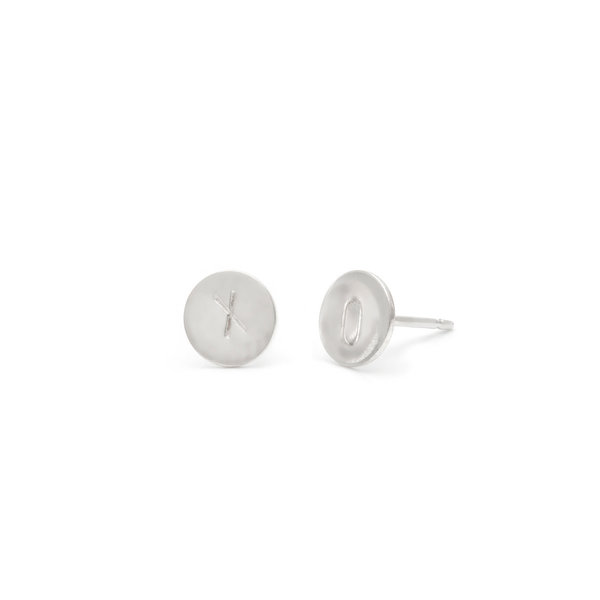 Laughing Sparrow Silver X & O Disc Studs