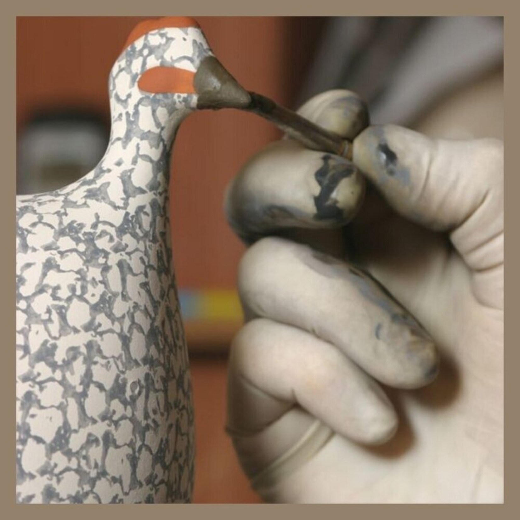 Grey Speckled Cobalt Blue French Guinea Hen