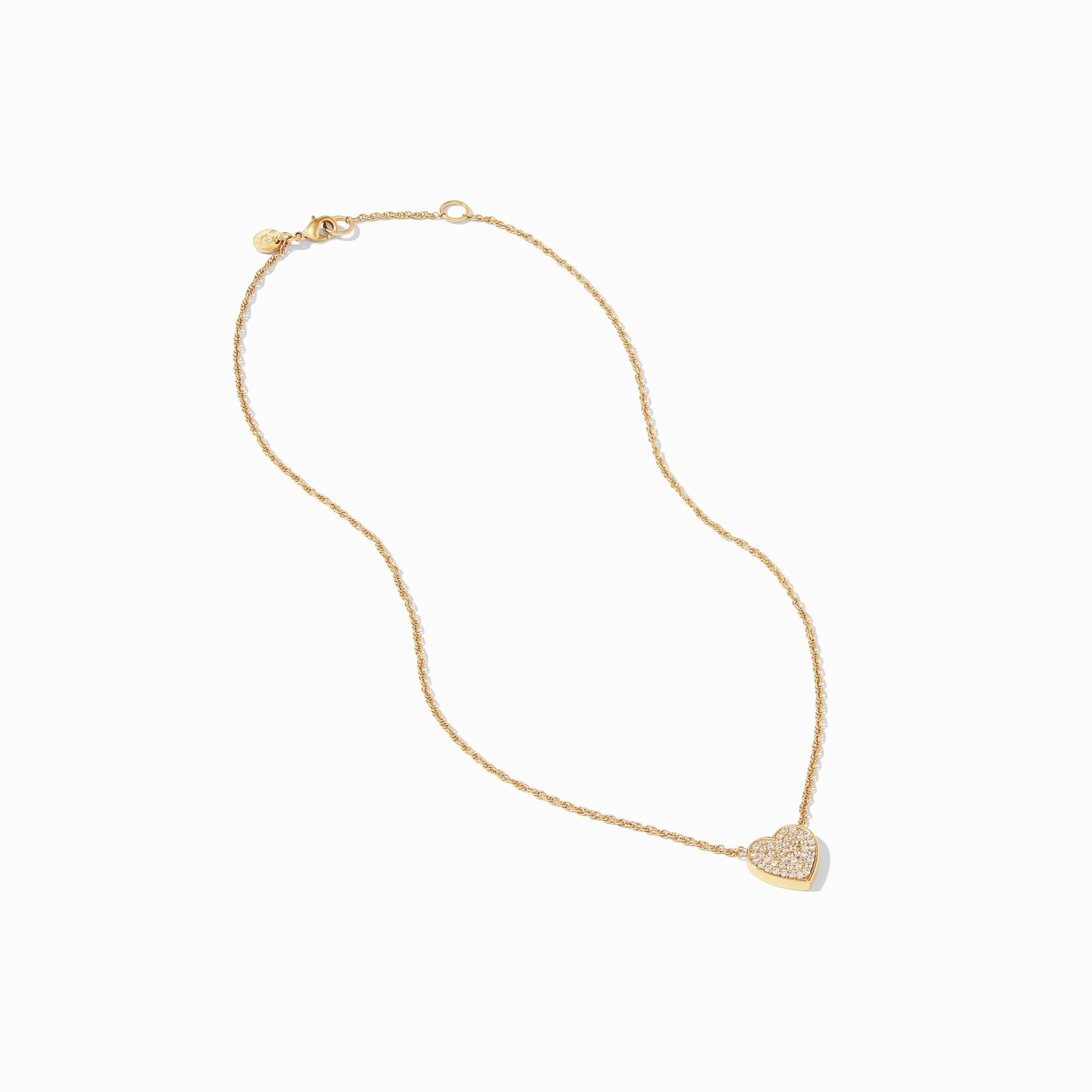 Julie Vos Heart Pave Delicate Necklace Gold Cubic Zirconia