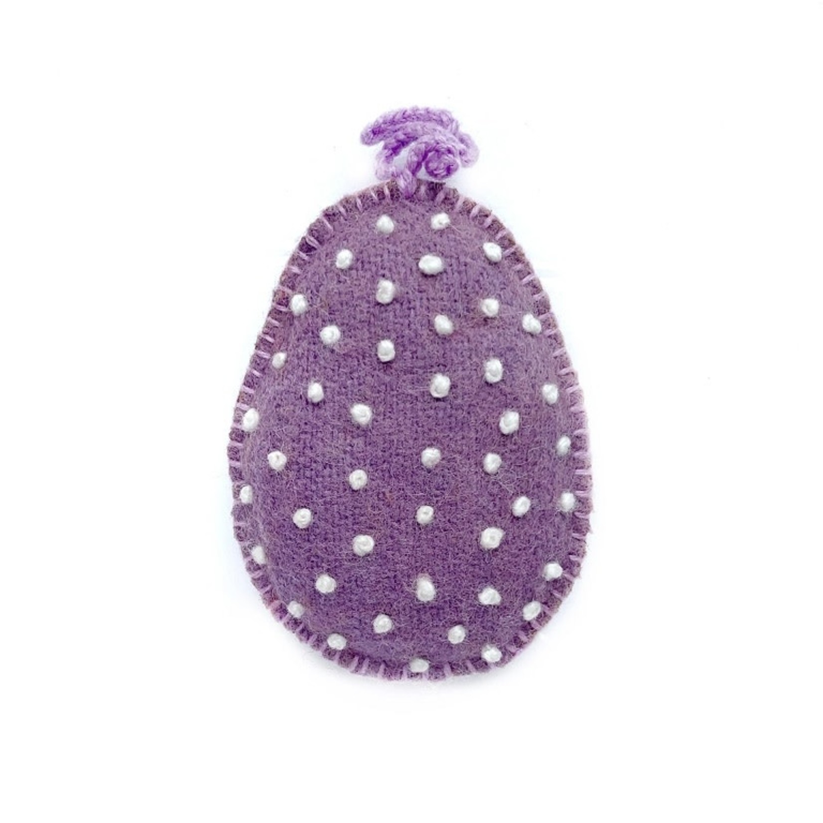 Egg Ornament Embroidered with White Dots