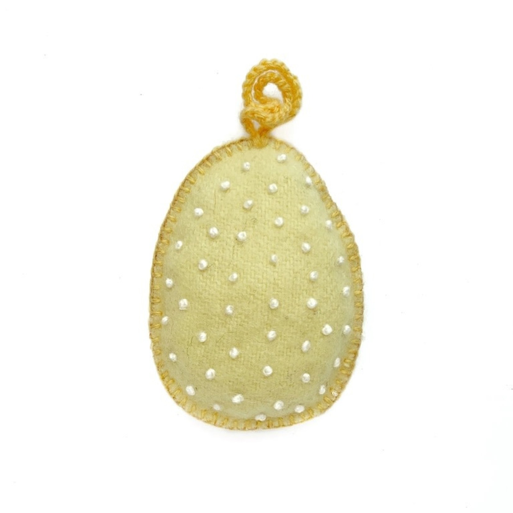 Egg Ornament Embroidered with White Dots