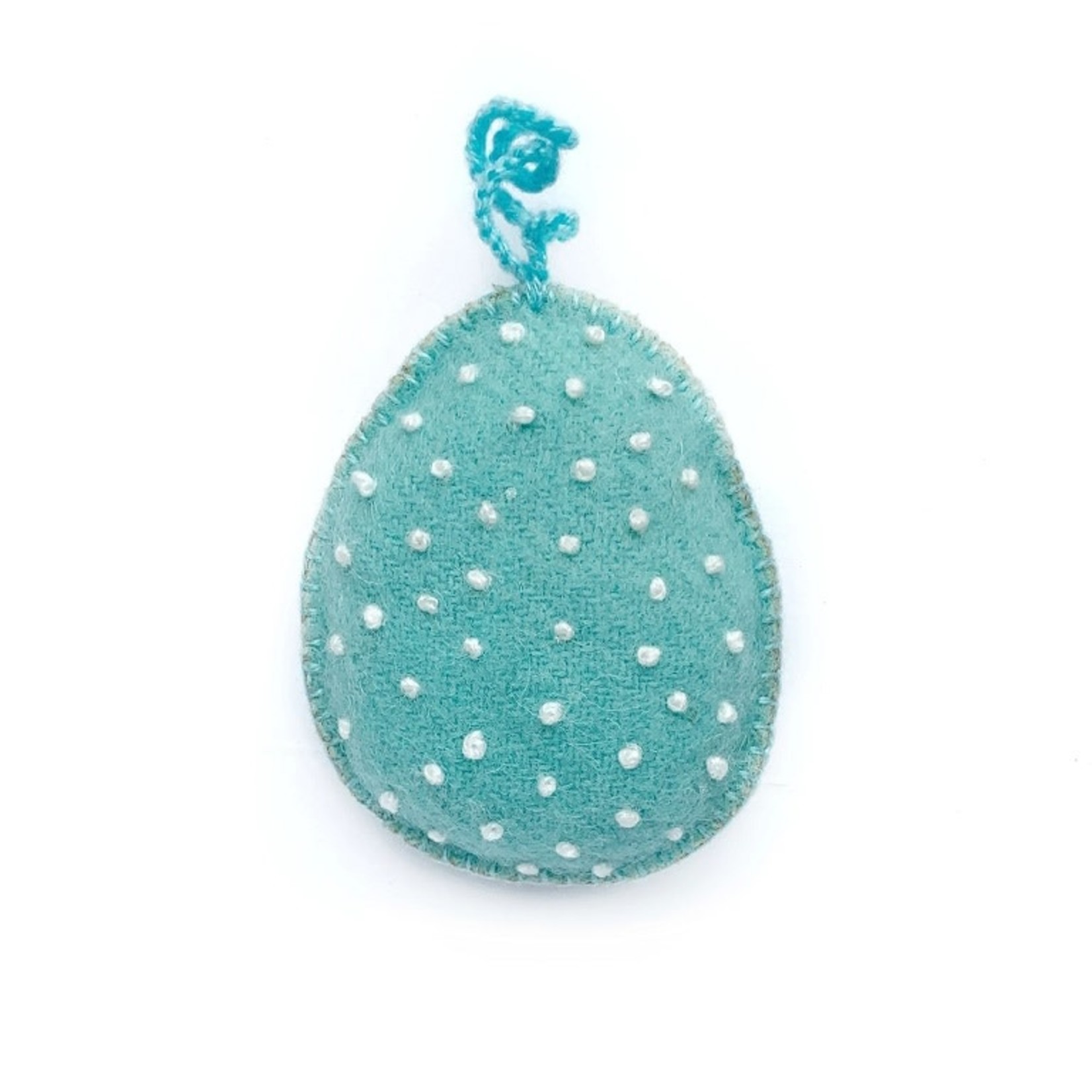 Egg Ornament Embroidered with White Dots