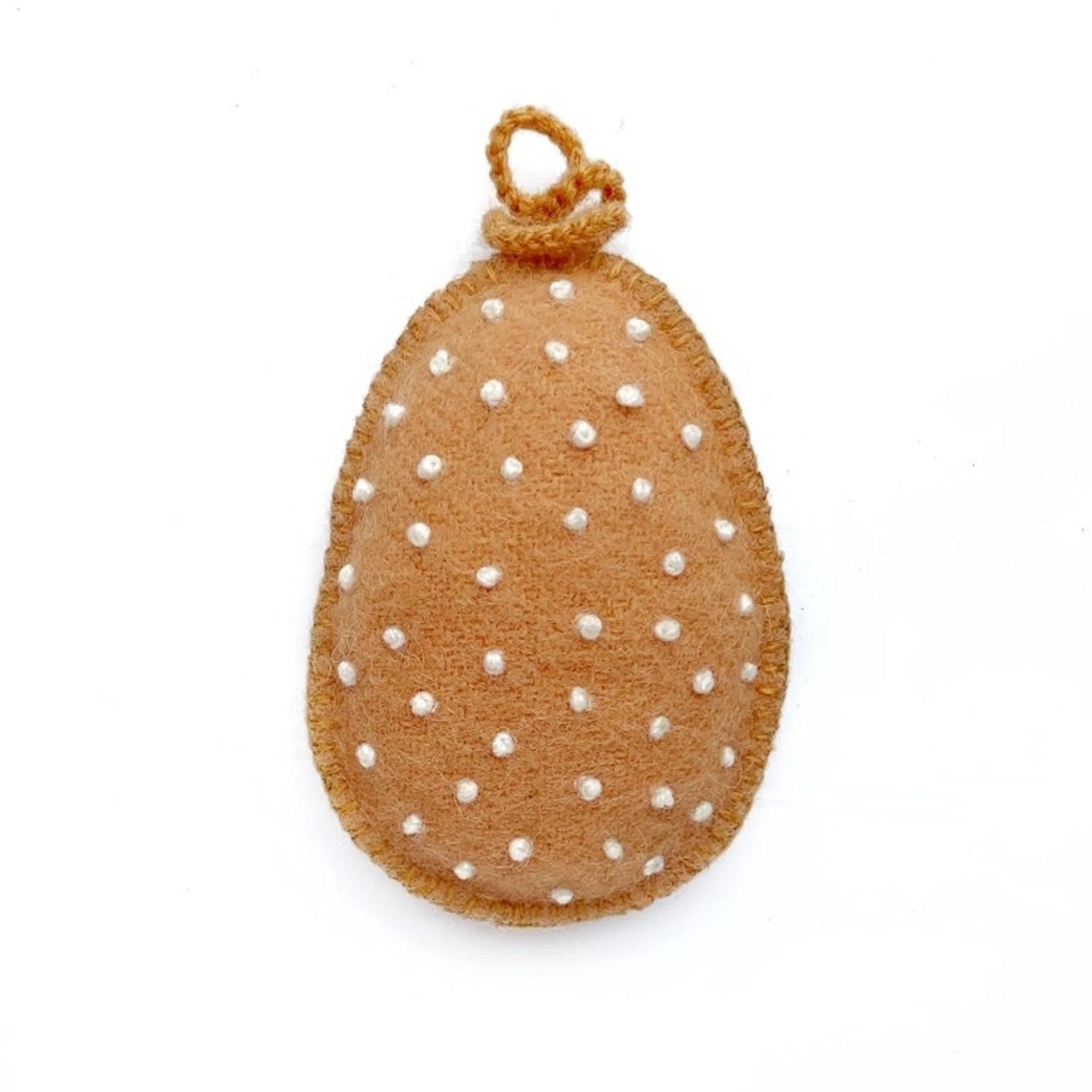 Egg Ornament Embroidered with White Dots