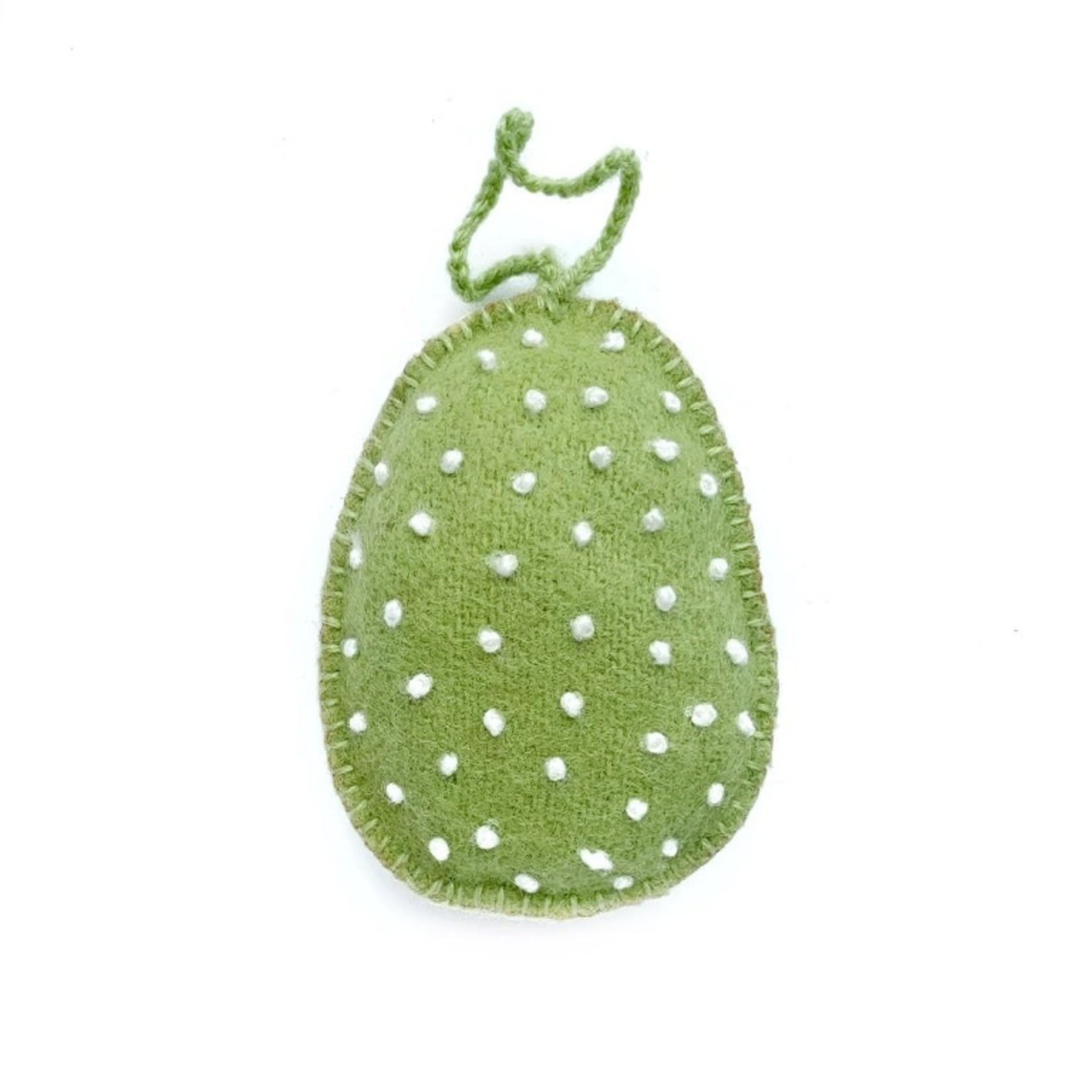 Egg Ornament Embroidered with White Dots